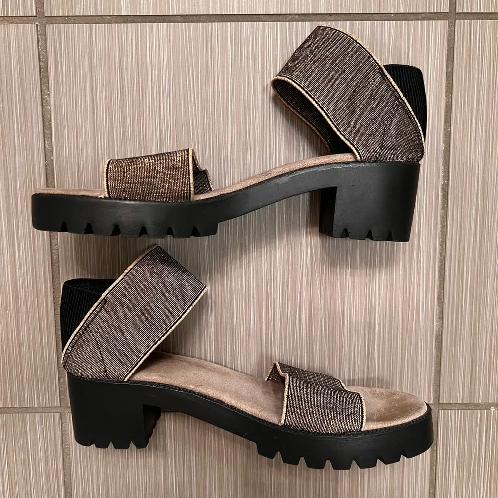 Charleston Shoe Company Monterey Gold Metallic Sandals comfortable comfy block - Picture 5 of 11